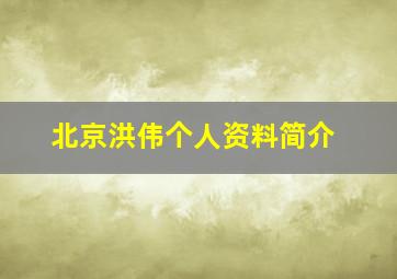 北京洪伟个人资料简介