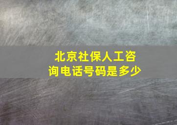 北京社保人工咨询电话号码是多少