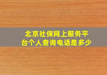 北京社保网上服务平台个人查询电话是多少