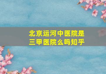 北京运河中医院是三甲医院么吗知乎