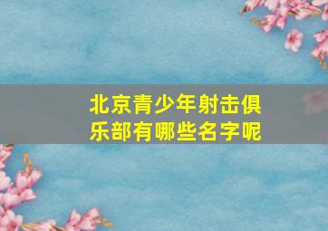 北京青少年射击俱乐部有哪些名字呢