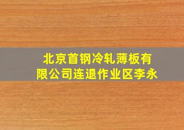 北京首钢冷轧薄板有限公司连退作业区李永