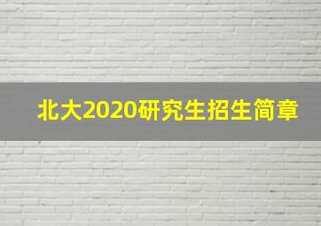 北大2020研究生招生简章