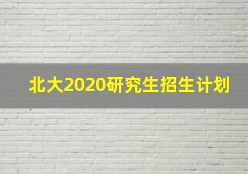 北大2020研究生招生计划