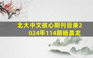 北大中文核心期刊目录2024年114期杨晨龙