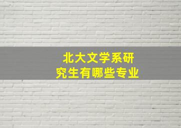 北大文学系研究生有哪些专业