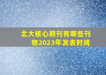 北大核心期刊有哪些刊物2023年发表时间