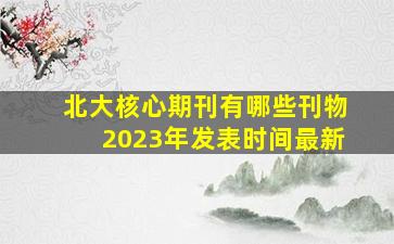 北大核心期刊有哪些刊物2023年发表时间最新