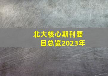 北大核心期刊要目总览2023年