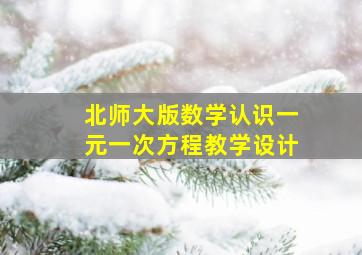 北师大版数学认识一元一次方程教学设计