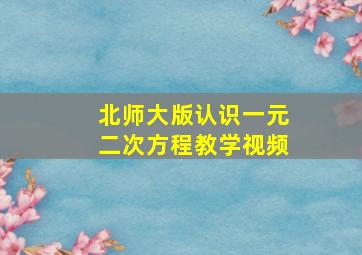 北师大版认识一元二次方程教学视频