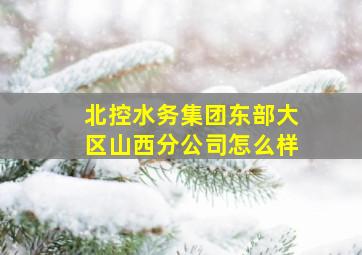 北控水务集团东部大区山西分公司怎么样