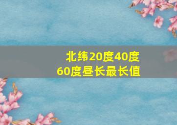 北纬20度40度60度昼长最长值