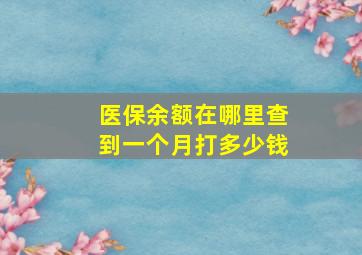 医保余额在哪里查到一个月打多少钱