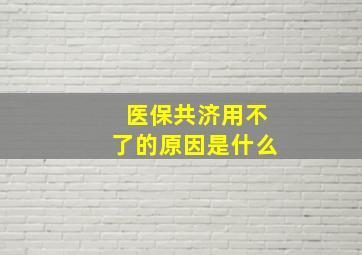 医保共济用不了的原因是什么