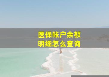 医保帐户余额明细怎么查询