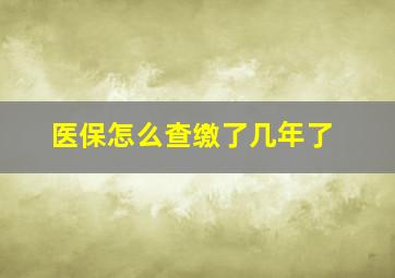 医保怎么查缴了几年了