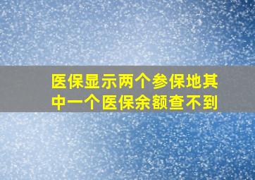 医保显示两个参保地其中一个医保余额查不到