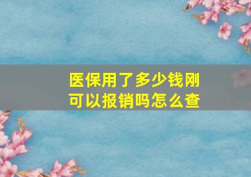 医保用了多少钱刚可以报销吗怎么查