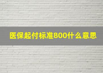 医保起付标准800什么意思