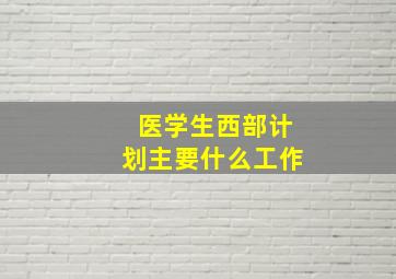 医学生西部计划主要什么工作