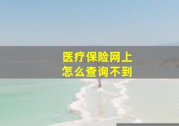 医疗保险网上怎么查询不到