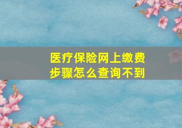 医疗保险网上缴费步骤怎么查询不到