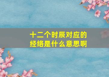 十二个时辰对应的经络是什么意思啊