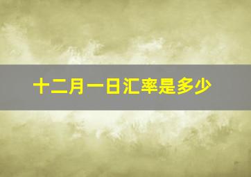 十二月一日汇率是多少