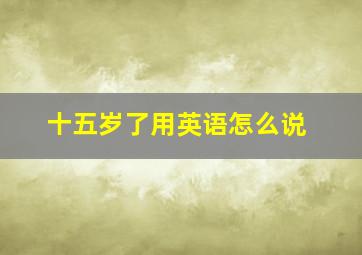 十五岁了用英语怎么说