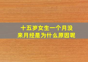 十五岁女生一个月没来月经是为什么原因呢