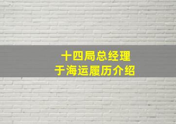 十四局总经理于海运履历介绍