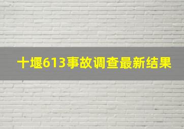 十堰613事故调查最新结果