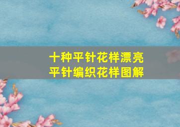 十种平针花样漂亮平针编织花样图解