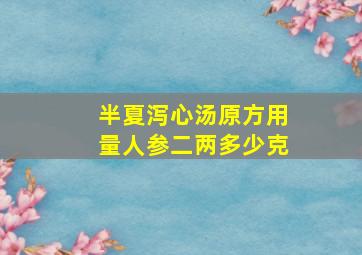 半夏泻心汤原方用量人参二两多少克