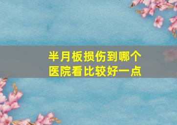 半月板损伤到哪个医院看比较好一点