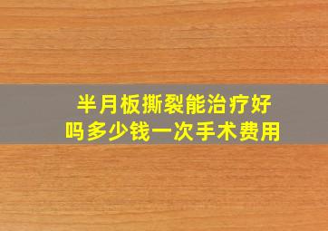 半月板撕裂能治疗好吗多少钱一次手术费用