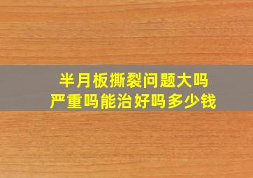 半月板撕裂问题大吗严重吗能治好吗多少钱