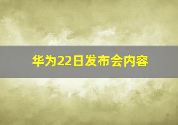 华为22日发布会内容