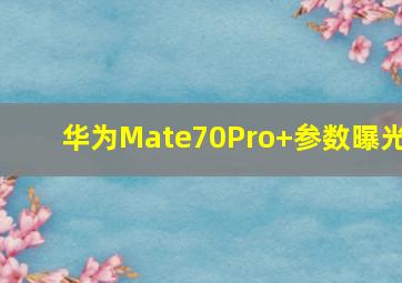 华为Mate70Pro+参数曝光