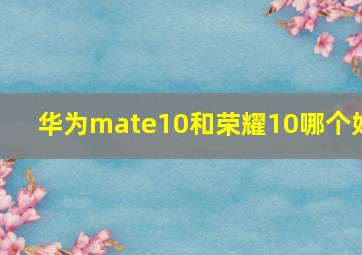 华为mate10和荣耀10哪个好