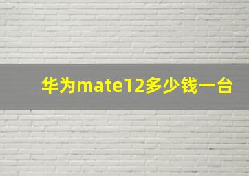 华为mate12多少钱一台