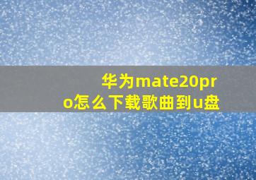 华为mate20pro怎么下载歌曲到u盘