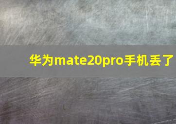 华为mate20pro手机丢了