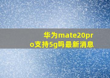 华为mate20pro支持5g吗最新消息