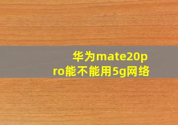 华为mate20pro能不能用5g网络