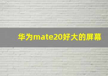 华为mate20好大的屏幕