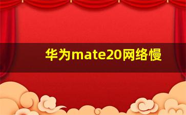 华为mate20网络慢