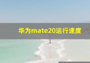 华为mate20运行速度