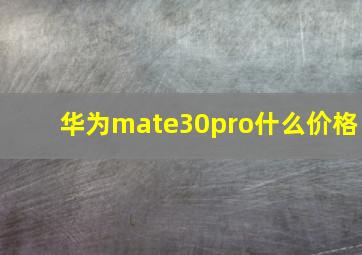 华为mate30pro什么价格